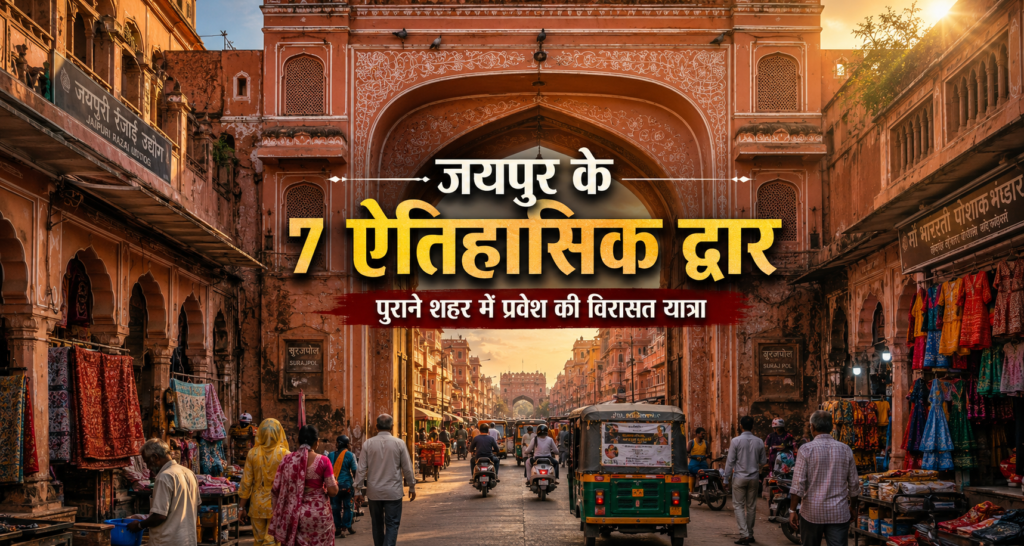 जयपुर की चारदीवारी वाले पुराने शहर के ऐतिहासिक द्वार और गुलाबी बाजार की विरासत